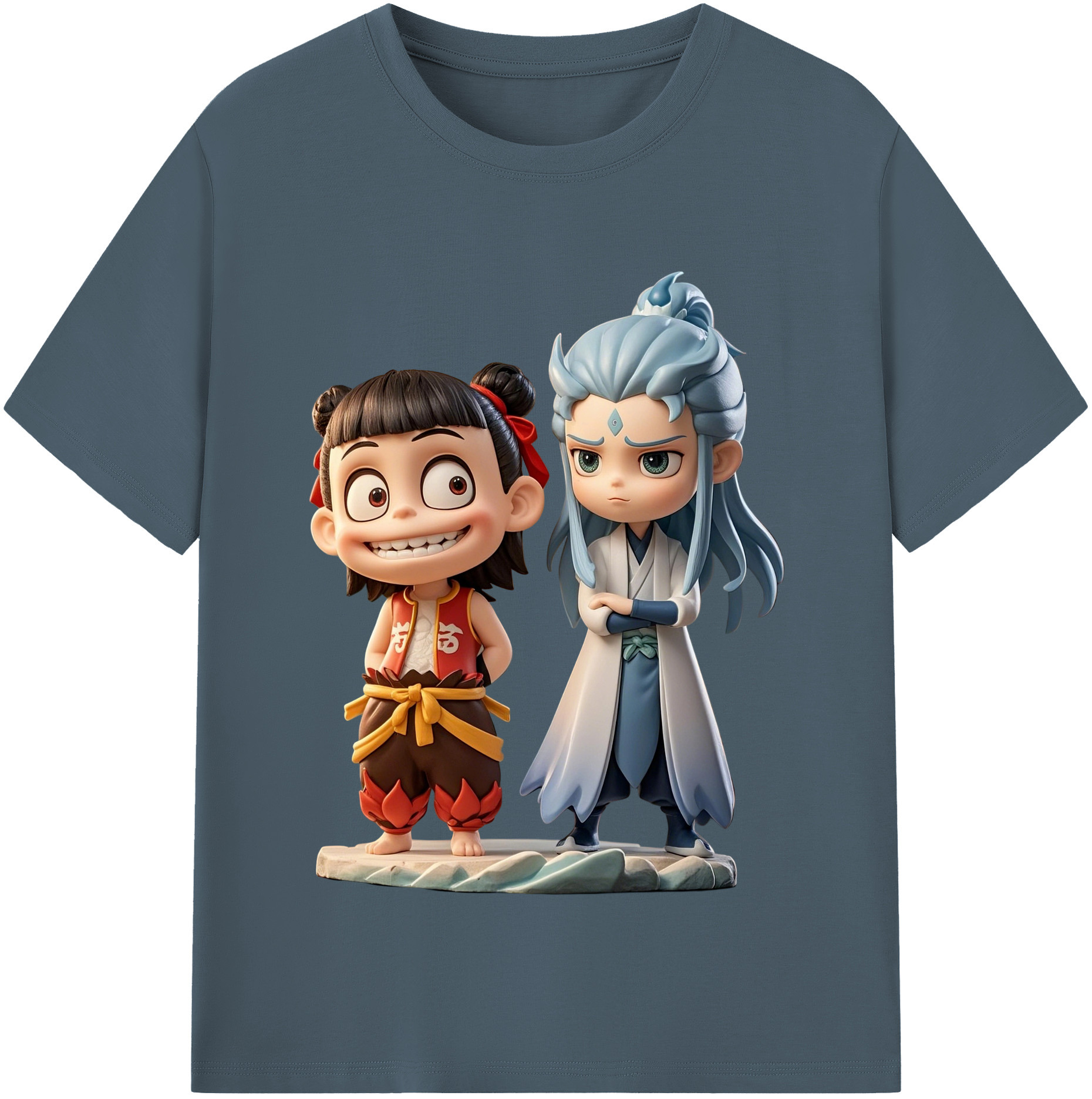 （画像用） Ne Zha 2 ナタ 魔童の大暴れ 綿100％半袖Tシャツ（フロントプリント）